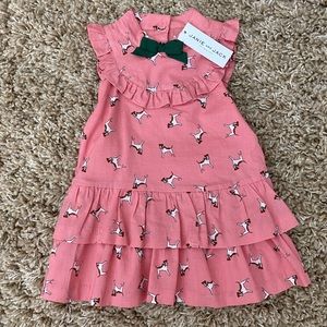 Janie and Jack Pink Dog Print Dress NWT